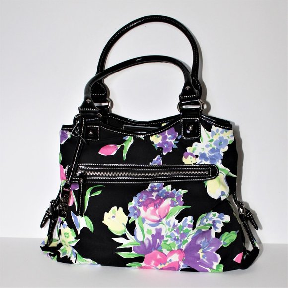 Chaps Handbags - Chaps Multi-color Floral Print Fabric Shoulder Bag